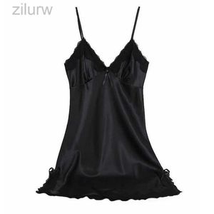 Sexy Pyjamas Dress For Women Homewear Silk Sleepwear Sexy Nightdress Summer Lingerie Nightgown Female Off Shoulder Nightwear Girl New Lace d240425