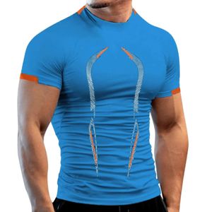 S-8XL T-shirt Gym snabba torra topp Tees Fit Compression Rashguard Tshirt Men Sport Fitness Shirts Workout Kort ärm undertröja240416