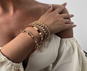 Nowa prosta łańcuchowa bransoletka mieszanka mody i dopasowana bransoletka wydrążona w stylu dekoracji ręki 9481455