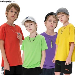 Camisetas 12 Candy Color Boys T Camisetas crianças Camisetas de algodão sólido