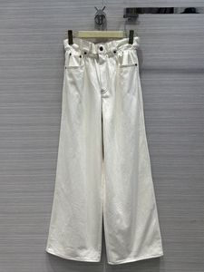 Dżinsy Designer Pants z 24ss z całkowitymi przyciskami Listów Kobieta Wysokiej klasy Milan Runway Brand Casual Jersey Jogging Emwear Denim prosta spodnie A97 A97