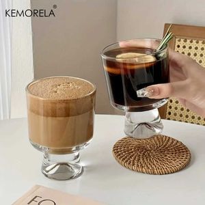 Tumblers 8.1oz Mini Glass Cup Long Stem Perfekt för rött vinglass Kall drycker Kaffefruktdesserter Yoghurt Pudding Juice H240425
