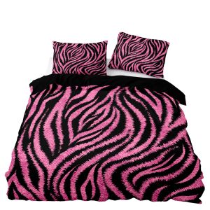 Conjunto de cama de estilo americano Conjunto de cama 240x220 Padrão de leopardo rosa Tampa de edredão com travesseiro de travesseiro único cofretimista capa da cama