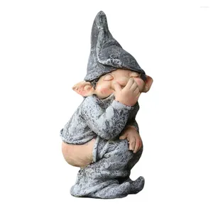 Dekoracje ogrodowe Śliczne rzeźba ornament klauńsko krasnolud komiczna zabawna postać Little Boy Art Statue for Home