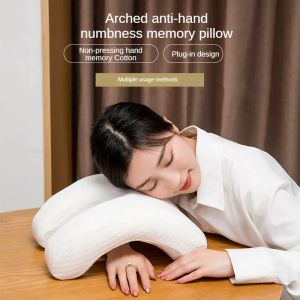 Almofado travesseiro ortopédico curvado para dormir Memeory Foam Hand Pillow Pillow Ortopedic Products Pressão Passagem Viagem Late