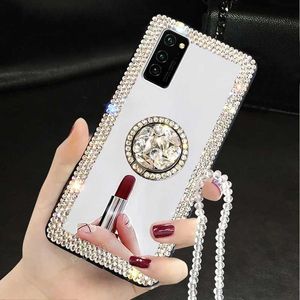 Cell Phone Cases Mirror Diamond Case for Samsung Galaxy S24 Ultra S23 S22 S21 Note 20 Ultra S20 Plus Luxury Make Up Shockproof Plastic TPU Cover 240423