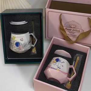 Marbled diamond ceramic mug gift box Couple water cup Wedding shop souvenir event gifts 240418