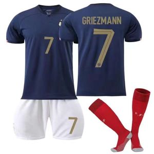 قمصان كرة القدم ، مسارات الرجال 2022 French Football Jersey Home رقم 19 Benzema 10 Mbappe adult Kit