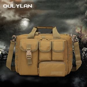 バッグOulylan Oxford Clothスプラッシュプルーフと摩耗性のある屋外バッグ戦術イージーラップトップバッグポータブルショルダーバッグ