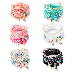 سوار Beaded Handmian Handmange Beads مجموعة للنساء الصيف الملون سلسلة Bangle Bangle Girls Boho أزياء المجوهرات الملحقات 240423