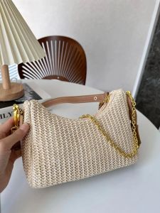 Designerka słomka splot nawet torby luksurys torebki torebki TOTE WOMAS Women Crossbody Beach Bag Męskie paski na ramię