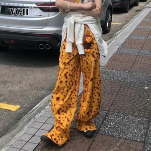 Kobiety Pants Vgh Hit Colr Leopard Printing Casualne spodnie dla kobiet Patchwork Patchwork Pocket Loose Minimalistyczna moda kobiet