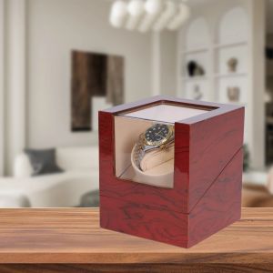 Cases Single Watch Winder Battery Wooden Shaker Watch Box Automatic Winder Glass Storage Case Mabuchi Mute Motro