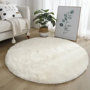 Teppiche super weiche Plüsch Runde Teppich Matte flauschig Weiß für Wohnzimmer Wohnkultur moderne Kinder Schlafzimmer Dekoration Dicke Stapel