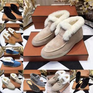 Дизайнер Loro Women Shouse Suese Leathere Male Womens White Black Blue Dress Casual Shoes Tassels Winter Snow Open Walk Flats Plus