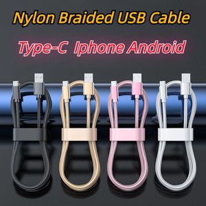 Typ C Nylon flätade mikro USB -kablar Laddning Synkronisering Data Hållbar Snabbladdningsladdningssladd för Android Smarttelefon Fastladdningskabel