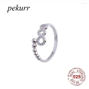 Cluster Rings Pekurr 925 Sterling Silver Round Bubble Waterdrop Pärla för kvinnor Zircon Circle Hoop Ring smycken Wedding Present