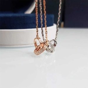 Designer trend Carter double ring necklace 925 Sterling Silver Plated 18K gold buckle Necklace pendant clavicle chain QD6Z