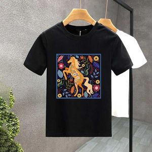 T-shirt maschile cavalli e fiori stampa magliette per uomo divertenti top estetici creativi