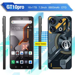 Оптовая gt10pro 2TB 1TB 16 ГБ смартфона Android 7,3-дюймовые мобильные телефоны Разблокируют мобильные телефоны Android NFC оснащен 256 ГБ 128 ГБ сенсорного экрана USB Cellulares