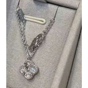 Clover Necklace Female 18K Rose Gold Pendant Female Light Luxury Premium Agate S999 Sterling Silver Four-Leaf Halsband