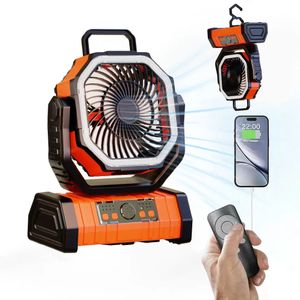 20000mAH Pil Çalışan Fan Taşınabilir Şarj Edilebilir Masa/Kamp Fan LED Işık ve Çadır Araba Gezisi için Dış Mekan Fan 240419