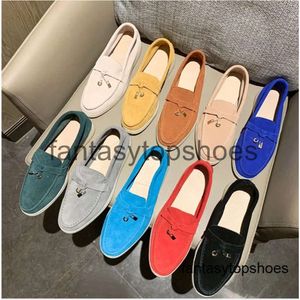 Loro Piano LP Loafers Charms Summer Walk Casual Shoes men Womens Mental Decor Chic Designer Luxury Flats Slip on Thick Sole buckle Flat JXAS