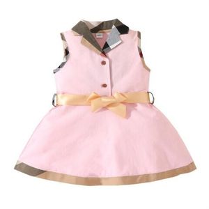 Baby Girls Plaid Sukienki bawełniane nowonarodzone kamizelki kamizelki z bownotem obracając kołnierz niemowlę sukienki księżniczki