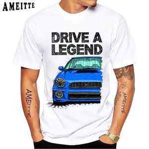 Koszulki męskie napędzają legendę Impreza Bugeye WRX. T-shirt New Summer Men Short Slve HARAJUKU Projekt samochodu White Casual Boy TS Strt Tops T240425