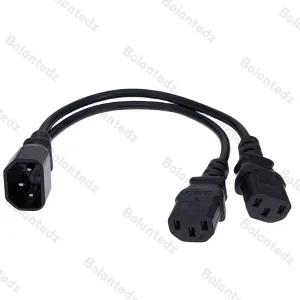 ADAPTER 30 cm Power Y Type Splitter Adapter Kabel Singel IEC 320 C14 MANA TILL DUAL C13 Kvinnlig kort sladd för datorvärd Display