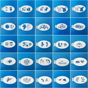 Stencils New Design Reusable Glitter Tattoo Templates Face Painting Stencils Body Art Plastic Makeup Tools