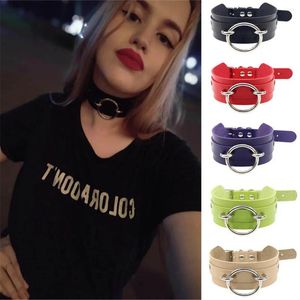 Hängsmycken svart läder rock goth choker punk harajuku krage gotisk halsband 2024 stor rund chocker bondage cosplay party smycken smycken