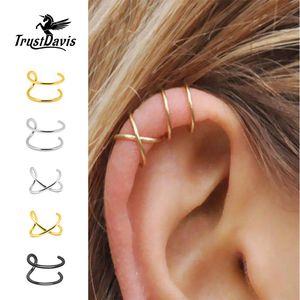 Trusta 100 925 Sterling Silver Contracted Twist ear Cuff Clip onearrings for Women Girl on Piercing Earings Jewelry DA457 240418
