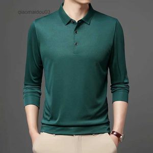 T-shirt maschile Spring e Autumn Long Shirt Polo Collar Collar Maglie a maniche lunghe T-shirtl2404