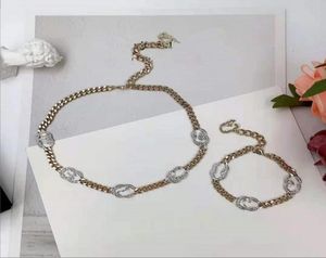 Dangle Chandelier Fashion Fashion Jewelry Piece Chain Rhinestone Necklace Bracelet Plated 14K Neckchain7229282