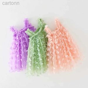 Girl's Dresses Summer Baby Girls Dress Princess Birthday Party Dress Wings Fairy Strap Butterfly Mesh Dress Toddler Clothing Children Lovely d240425