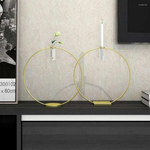 Candele Candele portandlesticio Decorazione per la casa Centrotavola per matrimoni Nordic Center Center Art Metal Geometric Round Round Dry Flower Vase