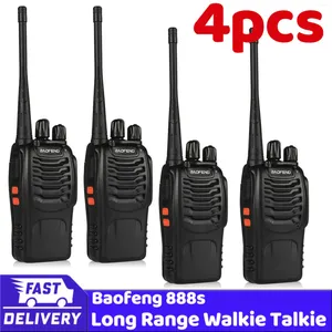 Walkie talkie 4pcs Baofeng BF-888S Długa Range UHF 400-470MHz HAM Dwukierunkowy transceiver radiowy Comunicador dla El Camping