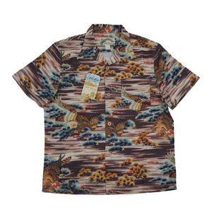 Mäns casual skjortor Bob Dong Eagle Pine Tree Print Aloha Hawaiian Shirts Summer Vintage Tee for Men 240424