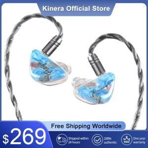 Fones de ouvido New Kinera Freya 2.0 iNear Earphone 7mm DD + 3 Knowles BA Driver híbrido IEMS com plugue de 0,78 mm 2pin foneco de cabo destacável