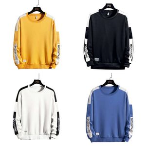 Trend nya män hoodies avslappnad solid skarv pullover o-hals smal passform för män sportkläder tröja tryck man hoody tracksuit 201020 's