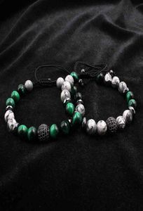 Naturliga grå Map Stone Strands Pave Charms Armband för män smycken Green Tiger Eye Buddha Gift Valentine039S Day Holiday4473462