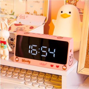 Klockor söta kawaii väckarklocka skrivbord led dig digital klocka skrivbord dekoration för sovrum bordsdekor barn sömntränare flicka väckarklocka