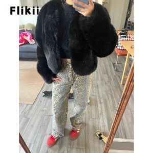 Spring Womens Casual Leopard Print Harajuku Jeans Vintage hohe Taille lose Hosen Y2K Punk Baggy Weitbein Denimhose 240416