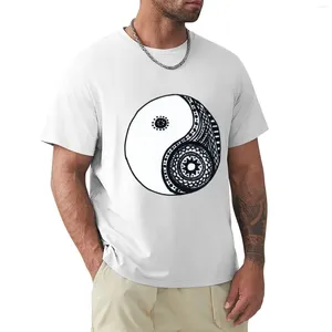 Polos maschile Yin-Yang Doodle T-shirt estate Top Short Short Tee Tee Black Thirts Men