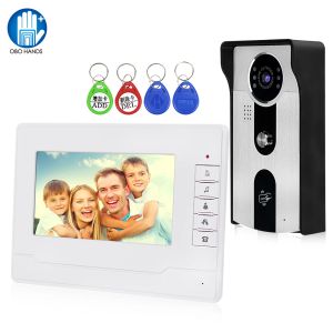 Türklingel 7inch TFT RFID VIDEO TOR Telefon Video -Intercom -Türglocken -Farbbildschirm Monitor 700TVL IR Nachtsicht Kamera wasserdicht im Freien