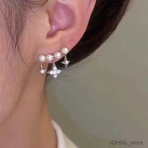 Dangle żyrandol Koreańska gwiazda Pearl Wiselant For Women Trendy Creative Crystal Cross Earring Party Akcesoria biżuterii