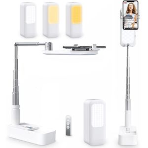 Selfie Stand Taşınabilir Cep Telefon Tutucu Geri Çekilebilir Kablosuz Bluetooth Canlı Yayın Video Dimmable LED Dolgu Işığı 240418