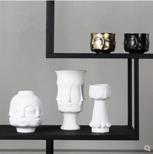 セラミックフェイスモデル花瓶クリエイティブアートクラフトホームデスクデコレーションモダンな家具ギフト4662183