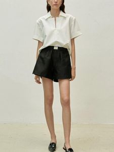 Blusas femininas verão 2024 blusa branca manga curta colar de colarinho simples camisa feminina
